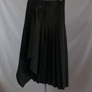 ZARA Black Asymmetric Pleated Midi Skirt | XS
